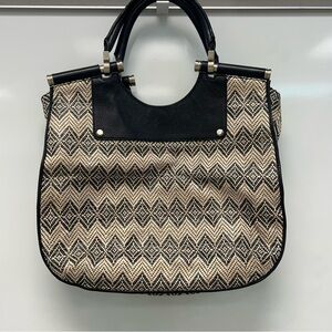 Banana Republic woven leather handle tote